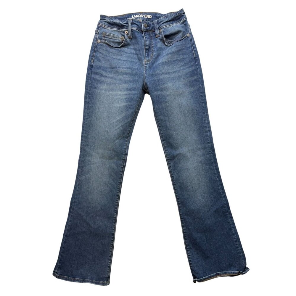 Lands End Womens Mid Rise Curvy Bootcut Jeans Size 2 Strethy